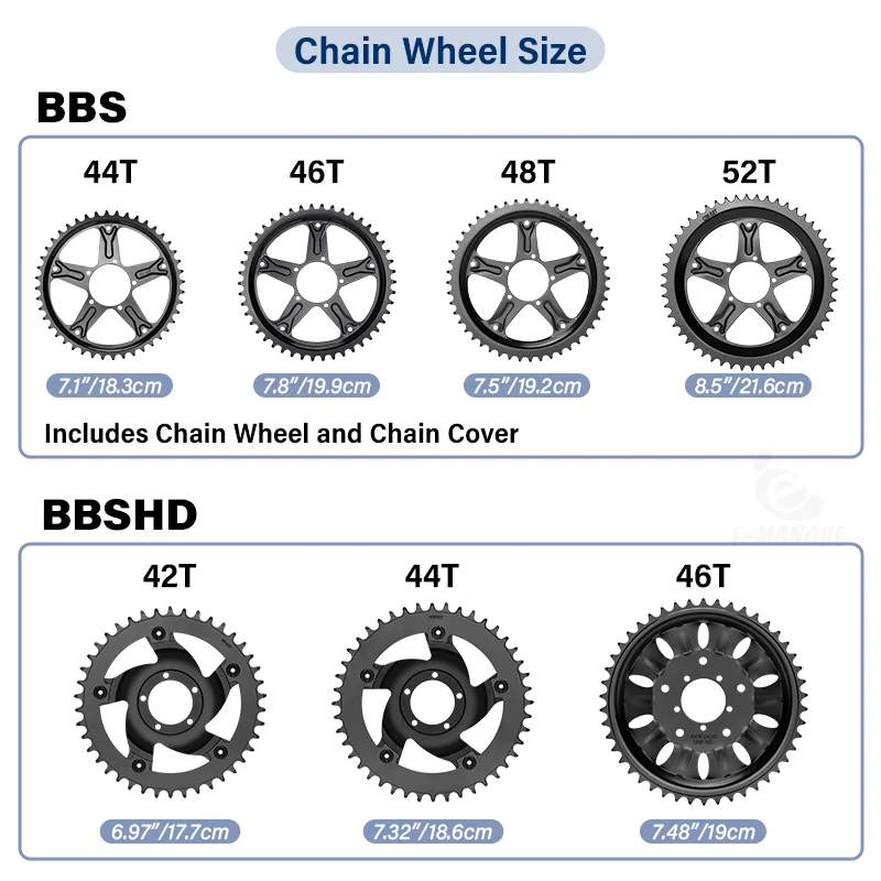 BAFANG Electric Bike Chainwheel BBS01B BBS02B BBSHD Mid Motor Chainring Sprocket  44T 46T 48T 52T EBike Conversion Accessories