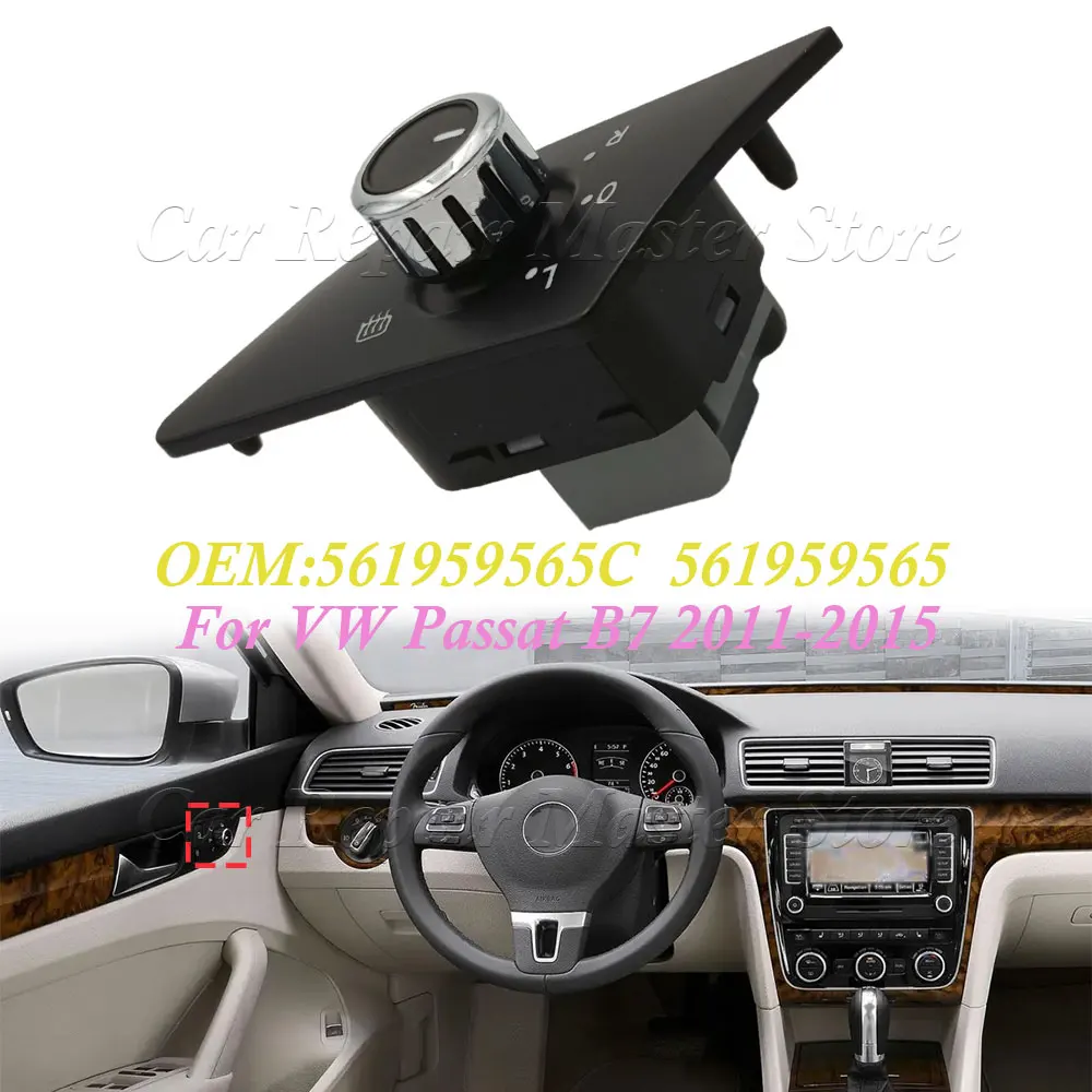 

For VW Passat B7 2011-2015 Auto Parts 561959565C 561959565 New Side Rear View Mirror Control Switch Button Knob With Heating
