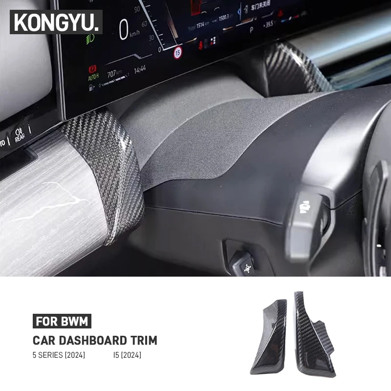 

For BMW 5 Series G60 2024 Real Carbon Fiber Car Central Control Dashboard Panel Trim Decorative Cover Sticker Accessories