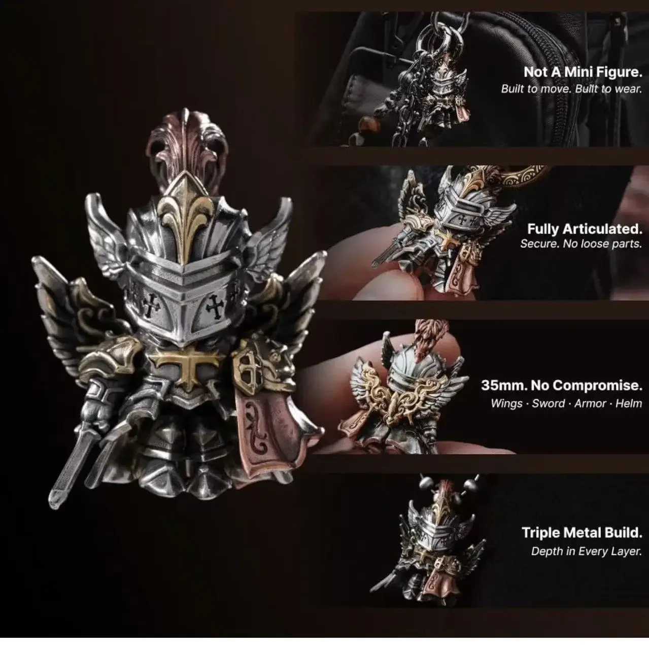 Paladin European Crusades Order Of Knights MOC Building Blocks Pendant Keychain Knights Templar Delicate Metal Bricks Toys
