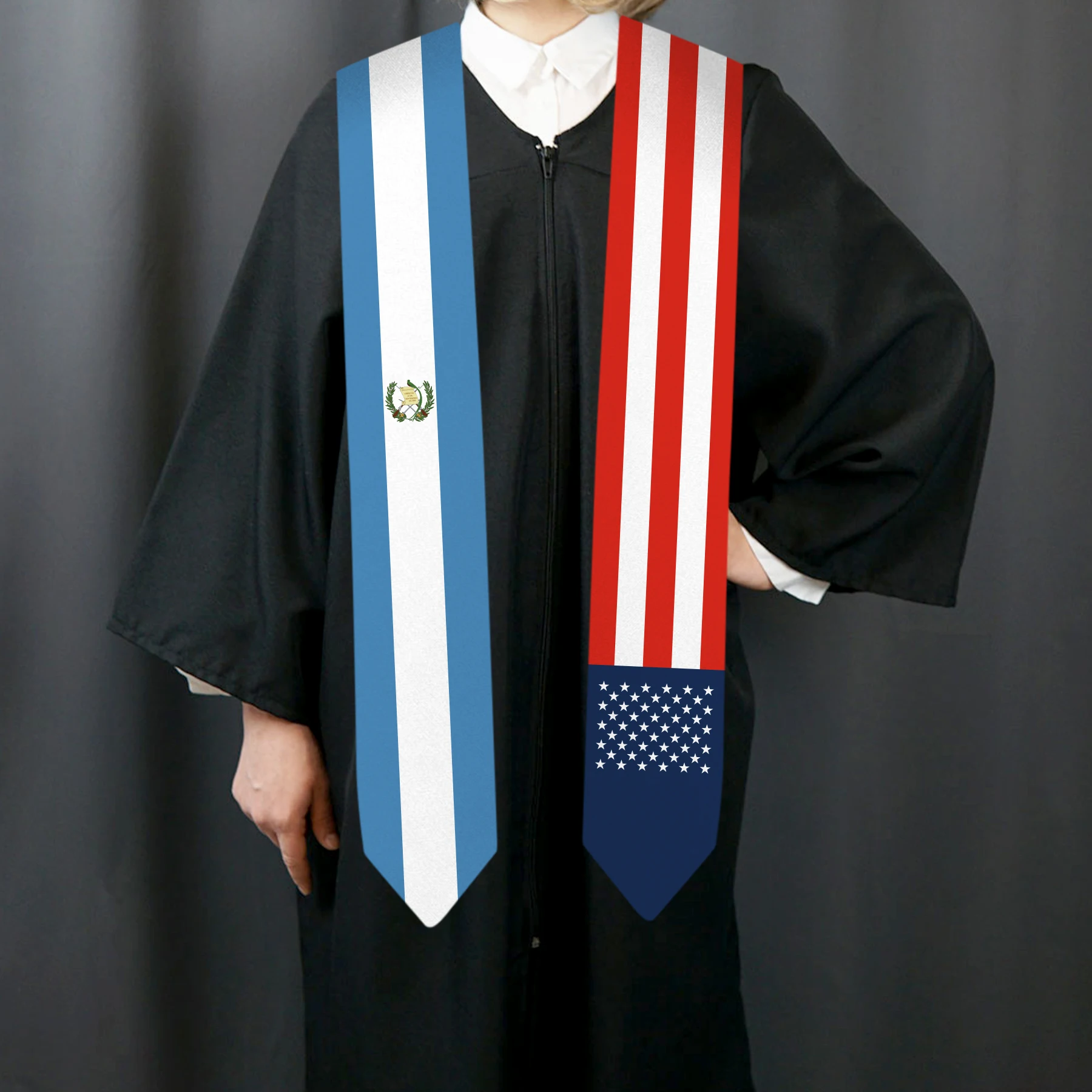 13x180cm USA And Guatemala Flag Graduation Sash Bachelor Gown Accessory Graduation Sash Scarf