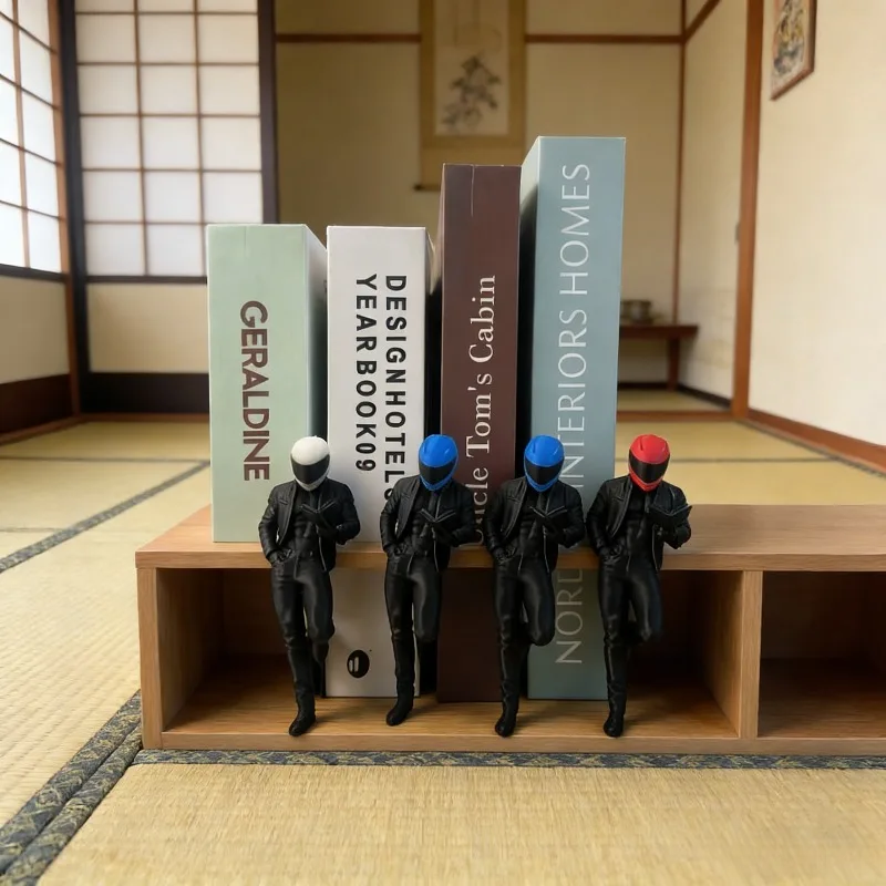 1-Piece Set of a Racer with Helmet, Creative and Quirky Bookend Model Figurine, Dynamic Motorcyclist Decoration, Bookshelf Ornament Suitable for Office and Study, a Great Gift for Book Lovers