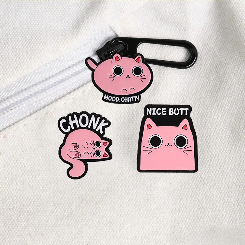 Niedliches Cartoon-Set aus bunten Tier-Emaille-Abzeichen im Kawaii-Meme-Stil, lustiges Zitat-Design, Metallbrosche, Anstecknadel, Accessoire, Geschenk – Detail 2