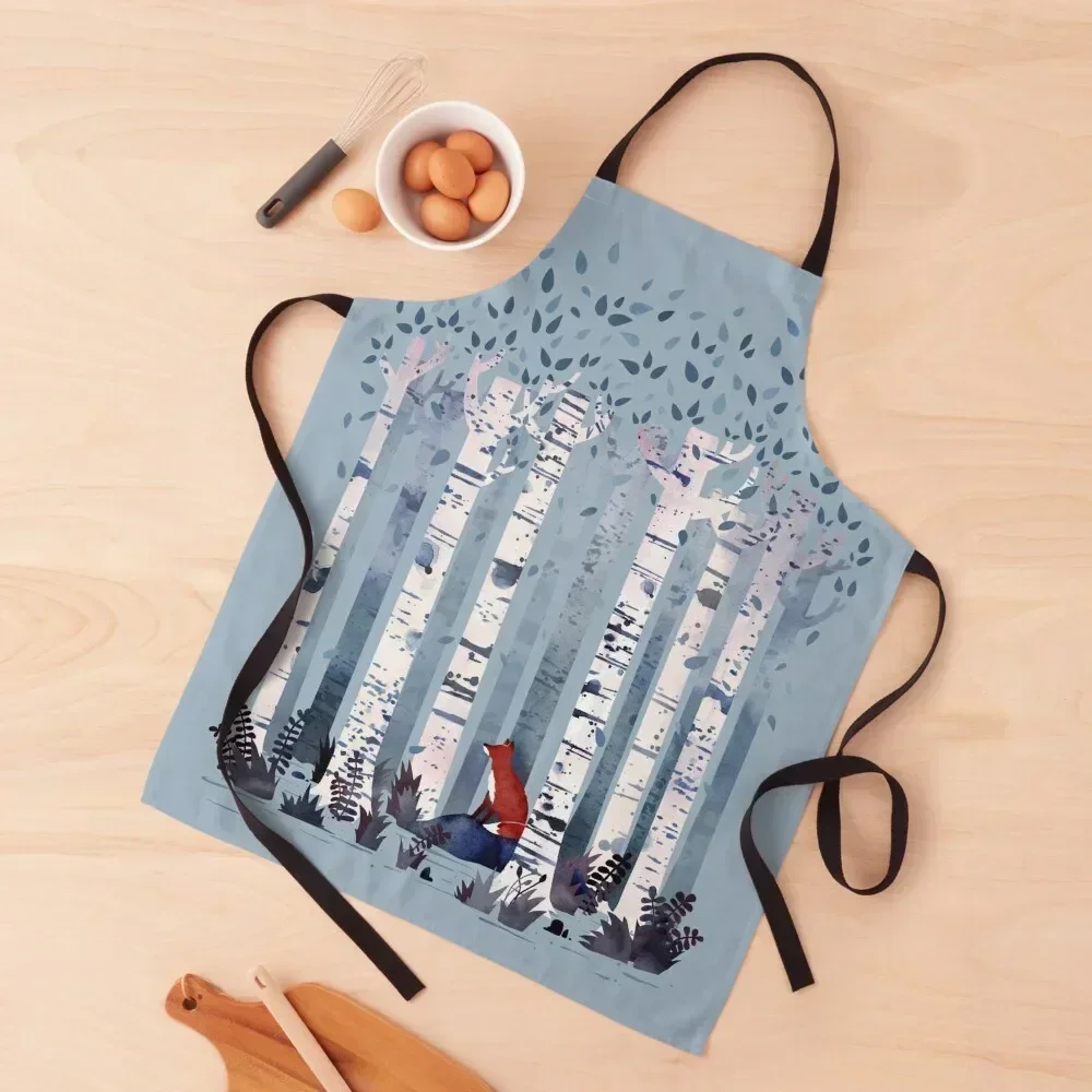 

The Birches (in Blue) Apron men Kitchen For Man Customizable Chef Accessories Apron