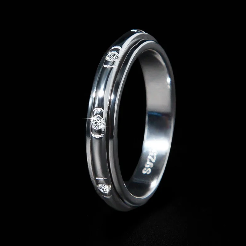 

ZFSILVER s925 Silver Fashion Luxury Trendy Moissanite Simple Point Star Ring For Charms Women Wedding Party Jewelry Gifts MS1043