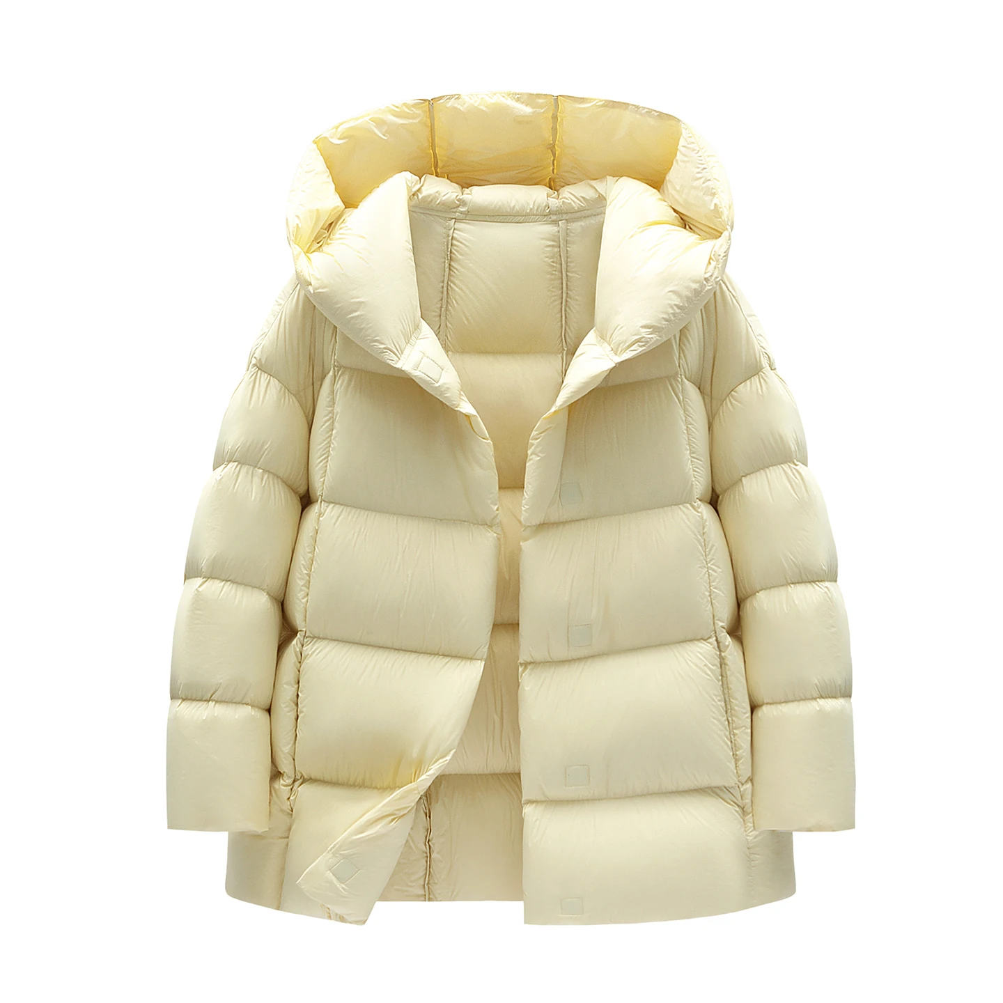 90White Goose Velvet Puff Loose Thick Warm Coat Female 2026 New Winter Medium Long Hooded Down Jacket Women's Pike Overcoat