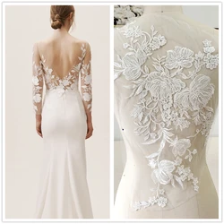 30x50CM Embroidery Patch Ivory Color Rayon Sequins Lace Flower Dress Bust Sewing DIY 1 Piece