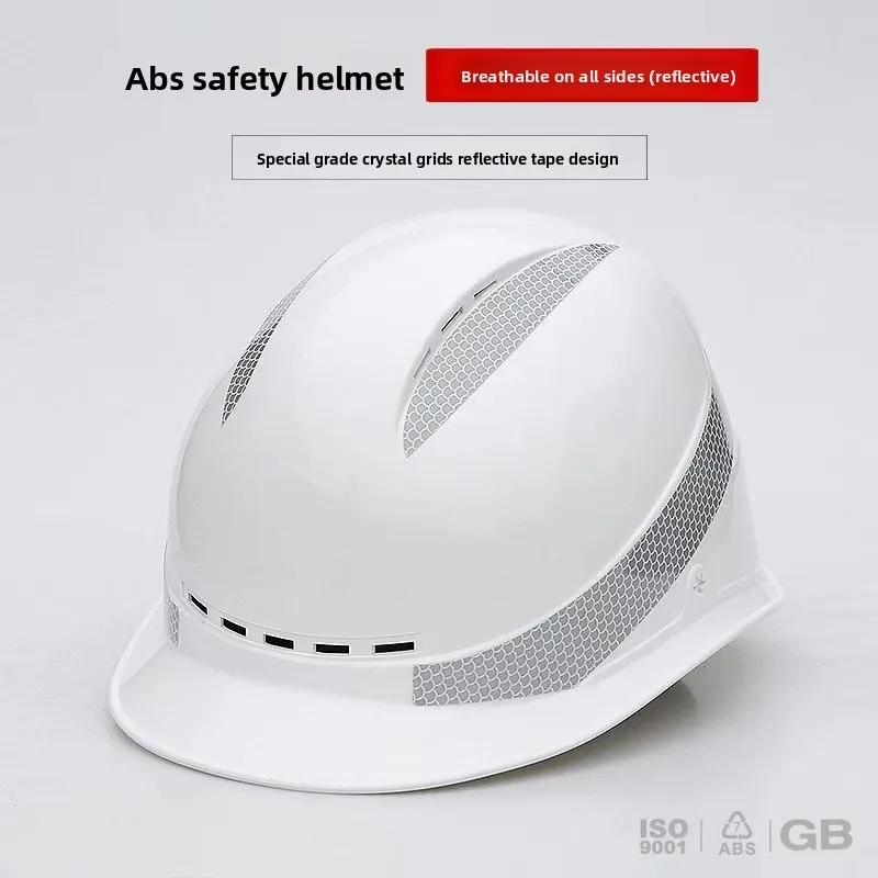 

CE Construction Safety Helmet w/ Reflective Stickers Large Holes Breathable Work Hat Climbing Rescue ABS Hard Hat