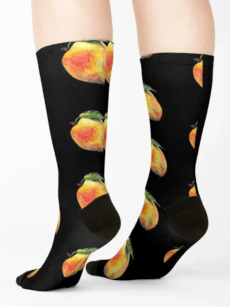 Watercolor Mango - Black Edition Socks heated winter thermal christmas gifts cool Men's Socks Luxury Women's