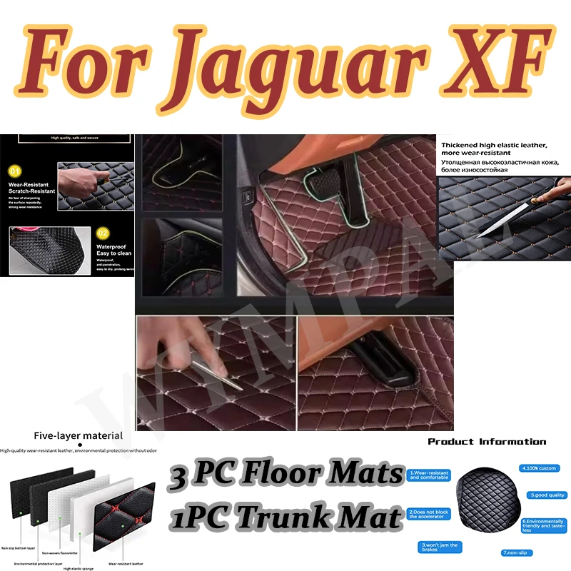 

Luxury Car Floor Mats For Jaguar XF Sedan 2008 2009 2010-2012 2013 2014-15 Auto Foot Pads Automobile Carpet Cover Interior Mats
