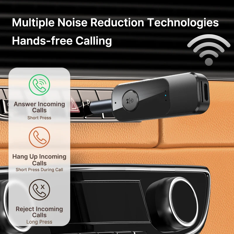 Bluetooth 5.3オーディオ受信機と送信機,ステレオミュージックドングル,TV用ワイヤレスアダプター,PC,カーキット,通話,3.5 AUX, TFジャック