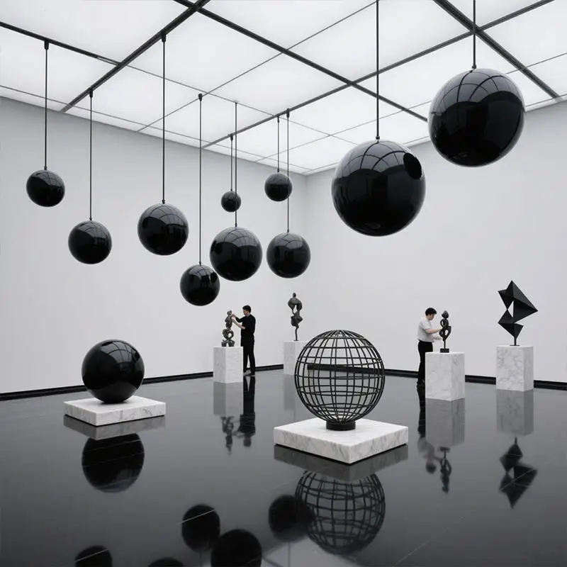 

za-Handmade Stainless Steel Gaze Ball Glossy Black Mart Large Disco Mirror Balls%