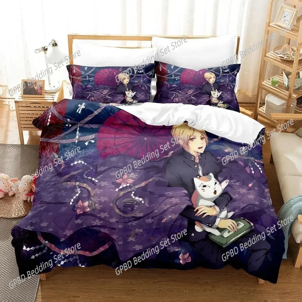 New Natsume's Book of Friends Comfortable Duvet Quilt Cover Pillowcase Bedding Set Children Bedroom Decoration Home Textile