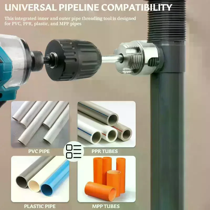 3Pcs Heavy-Duty PVC/Plastic Pipe Threading Tool Kit With 1/2
