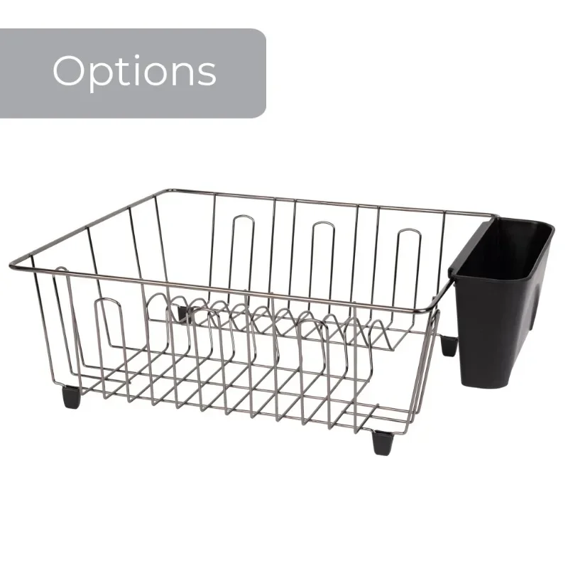 Mainstays Small Dish Drainer Rack - Chrome/Black Counter Organizers