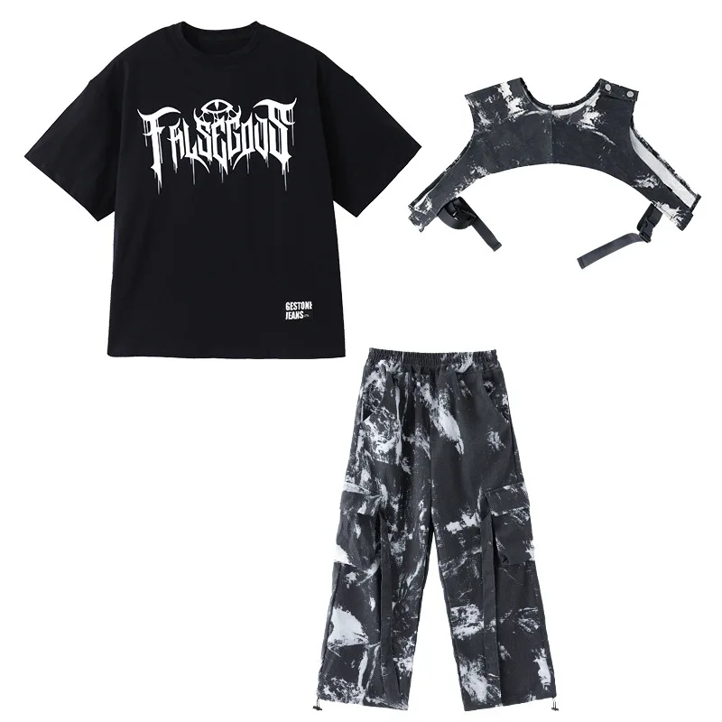 الهيب هوب الرقص ملابس الأطفال كبيرة الحجم تي شيرت شافل السراويل عرض المدرسة أداء الجاز الزي ملابس الرقص الشارع #5