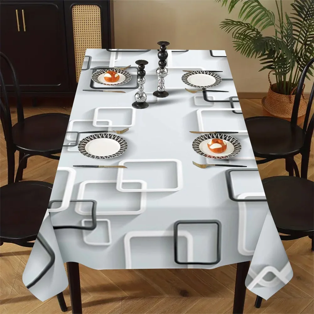 1pc exquisite and simple geometric pattern tablecloth - durable polyester tablecloth, suitable for picnicszyc