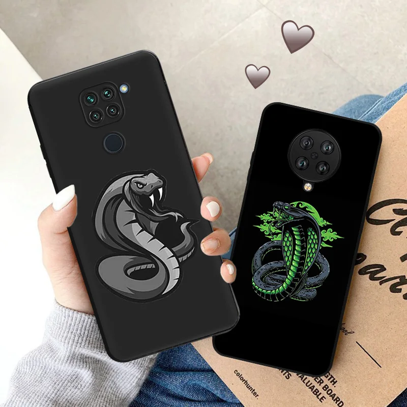 Fundas de teléfono para Redmi Note 10 Lite, 9T, 9S, 8, 8T, 7, 9A, 9C, 10A, C, serpiente colorida, Cobra, Python, Xiaomi 10T Pro, carcasa negra