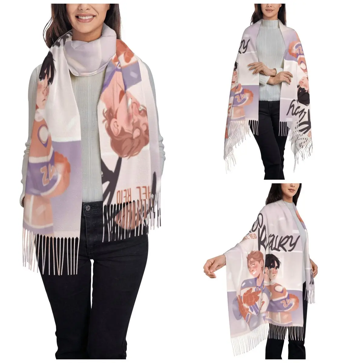Heated Rivalry Shawls Wraps Women Warm Large Soft Scarf Canadian Sports Romance Pashmina Tassel Scarves