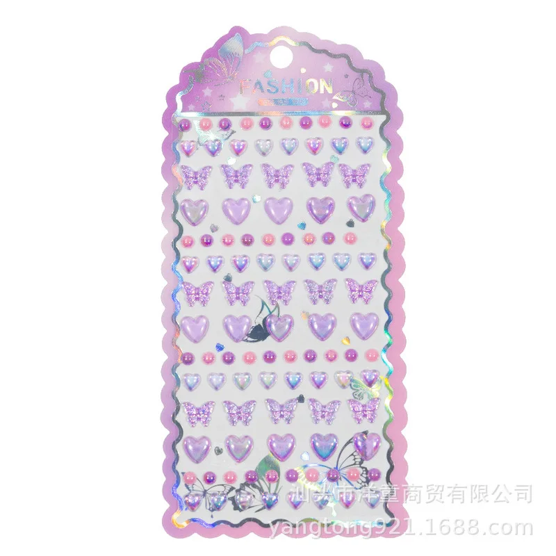 4 stks Creatieve Mooie Vlinder Liefde Kristal Sticker Diy Stereo Handboek Decoratieve Dagboek Sticker Kawayi