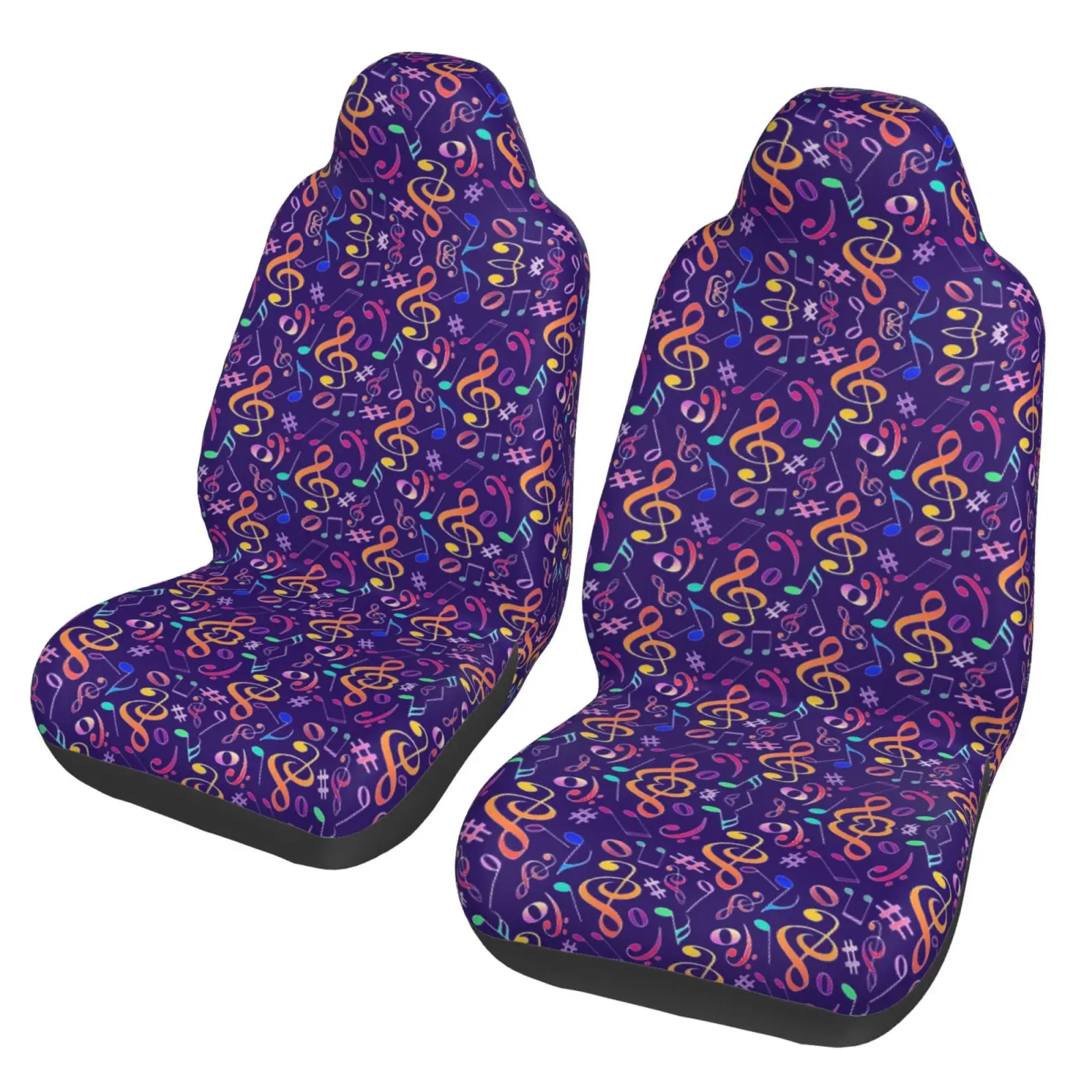 Color Note Print Universal Car Seat Cover Suitable for All Car Seat Cover Protectors 2-piece Set for Both Men and Women