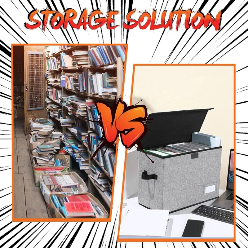 صناديق تخزين الكتب الهزلية، حاوية صندوق الكتب تحمل 150 كاريكاتيرًا، العودة إلى المدرسة، حافظة صندوق قصير كوميدي قابلة للطي مع غطاء