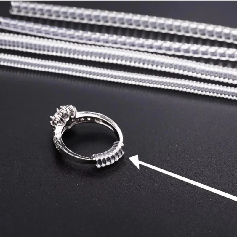 Invisible Clear Spiral Ring Adjuster Silicone Ring Size Reducer Anti Slip Ring Guard Resizer for Wedding Diamond Rings