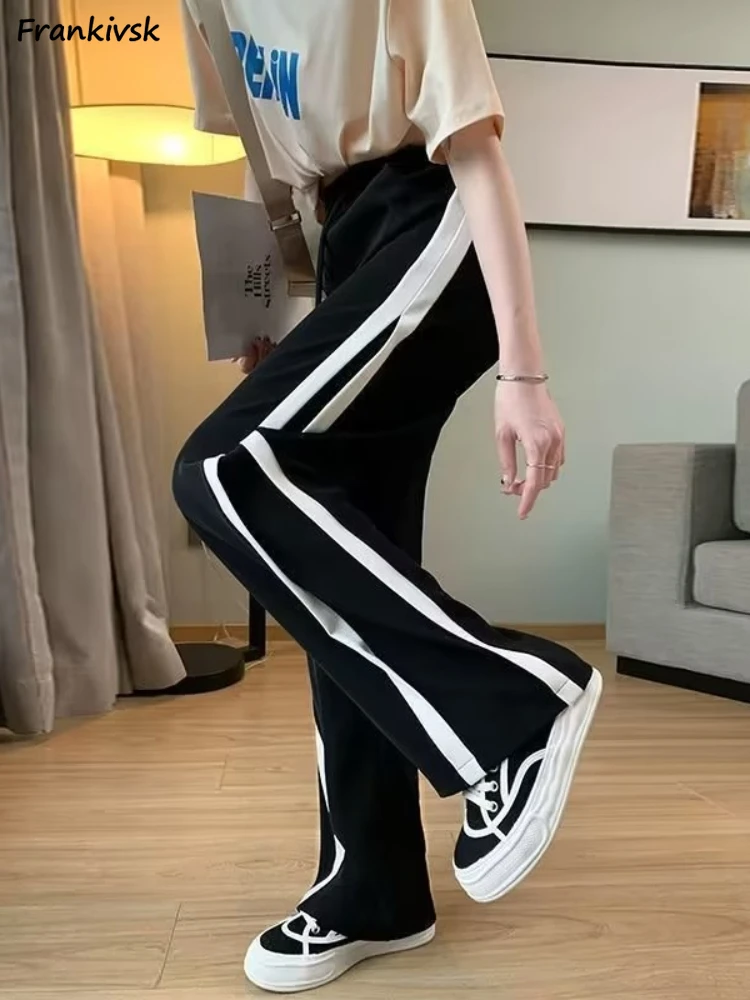 

S-5XL Women Pants Leisure Striped New Fashion Contrast Color Baggy All-match Daily Jogging Temperament Draping Comfortable Chic