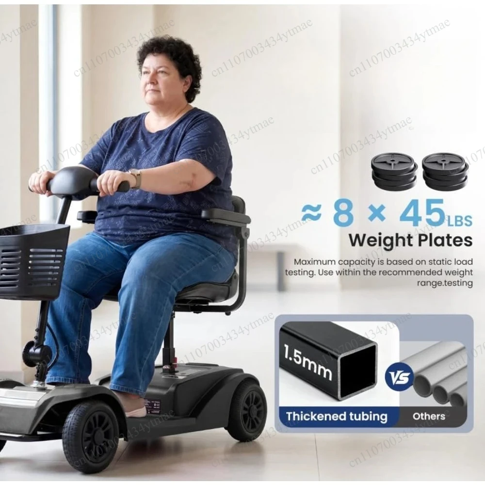 Compact Travel Mobility Scooter for Adults Seniors, 15‑25 Miles Long Range 300‑LB Capacity Electric Scooter LED Headlight