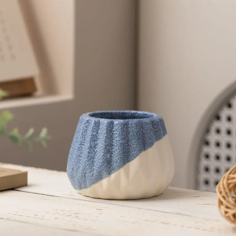 Cute Succulent Flowerpot,ceramic Frosted Particle Texture,simple Design,home Desktop Decoration Small Basin Creative Personality