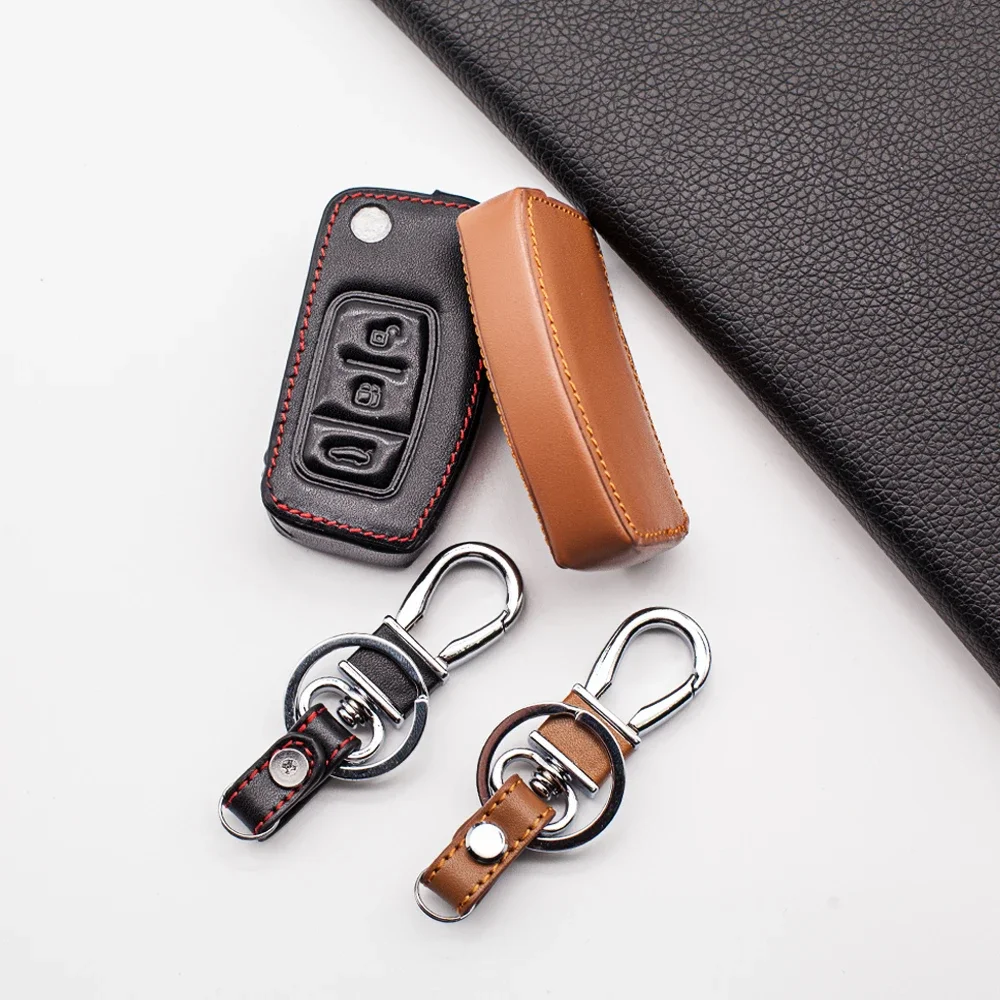 3 Buttons Leather Key Cover for Ford Focus 2 C-Max S-Max Ka Mondeo Galaxy Fiesta Flip Folding Blank Fob Protect Remote Shell