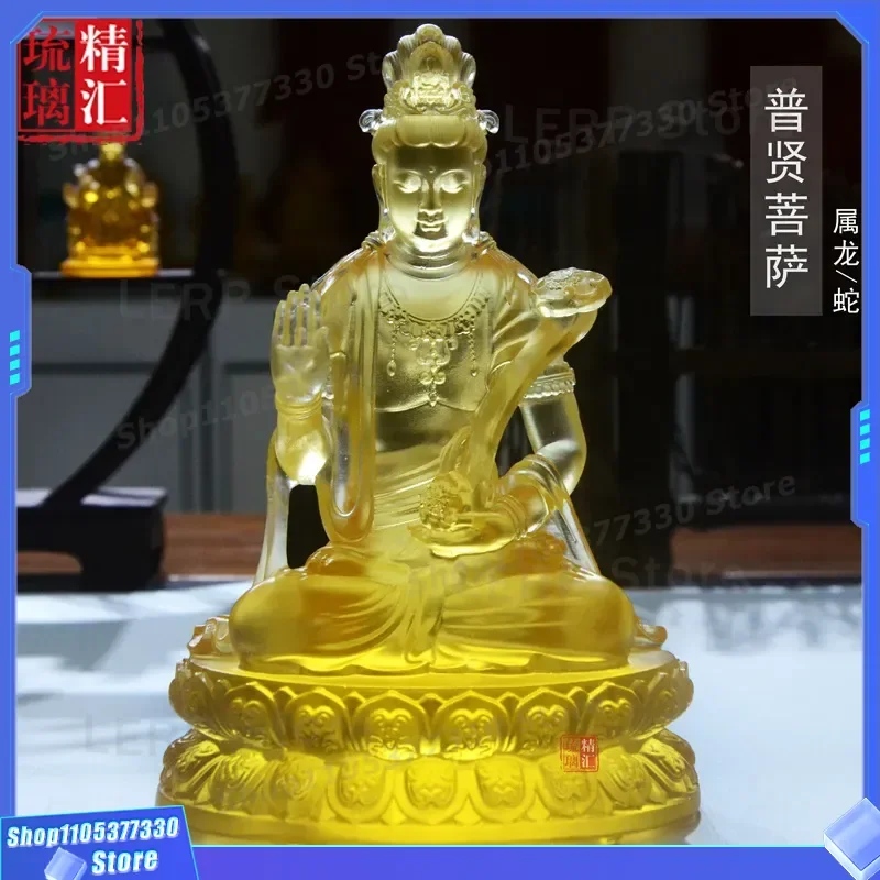 Ancient Glass Buddha Statue Eight Patron Saints Backlit Amitabha Figure Liulichang Dewaxing Craft Religious Home Decor Gift