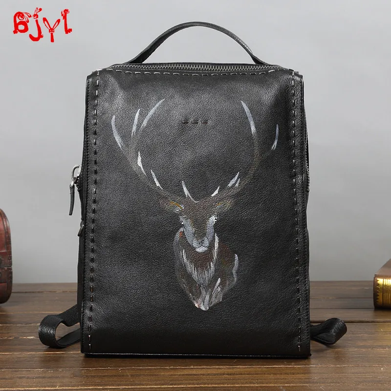 Genuine leather Men's Backpack Men Retro Casual Travel Bag Leather First Layer Cowhide Computer Backpack Korean Tide School Bags