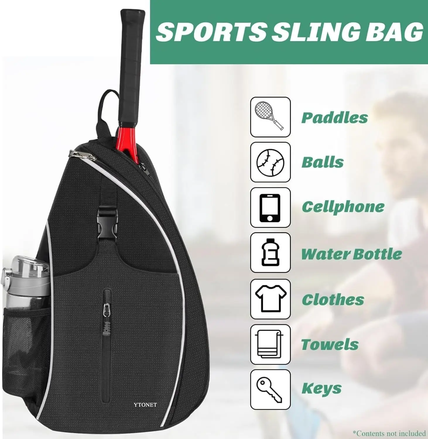Tennis bag, tennis camisole backpack, crossbody bag, waterproof, suitable for badminton rackets and badminton rackets