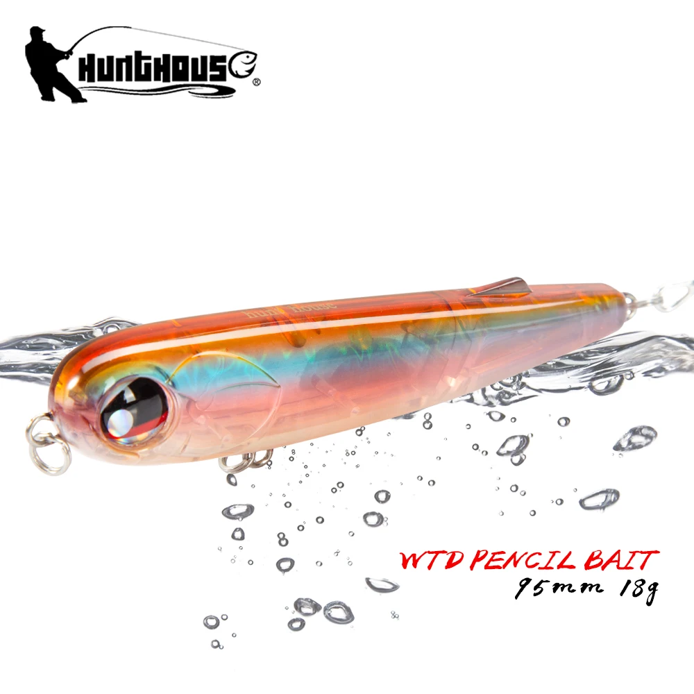 

Hunthouse плавающий Карандаш воблер для рыбалки WTD 95 мм/18 г, приманка для морской воды, пластиковая рыба с поверхностью