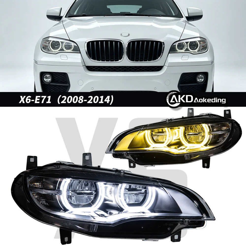Auto Parts For BMW X6 E71 Headlights 2008-2014 latest Styling Angel eye LED Headlights DRL Projector Car Accesorios Modified