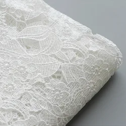 Pure White Embroidered Water-soluble Hollowed Out Lace Fabric For Wedding Dresses and Cheongsam Custom Clothing Sewing Fabrics