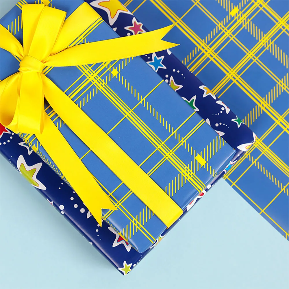 

Diy Decoration Paper Coated Blue Plaid Wrapping Paper Gift Wrapping Paper Plaid For Bouquet Packaging Gift Wrapping Valentines