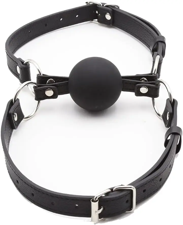 

Double Silicone Mouth Ball Gag Mouth Harness Open Mouth Plug Strap On Bondage Restraint SM Fetish