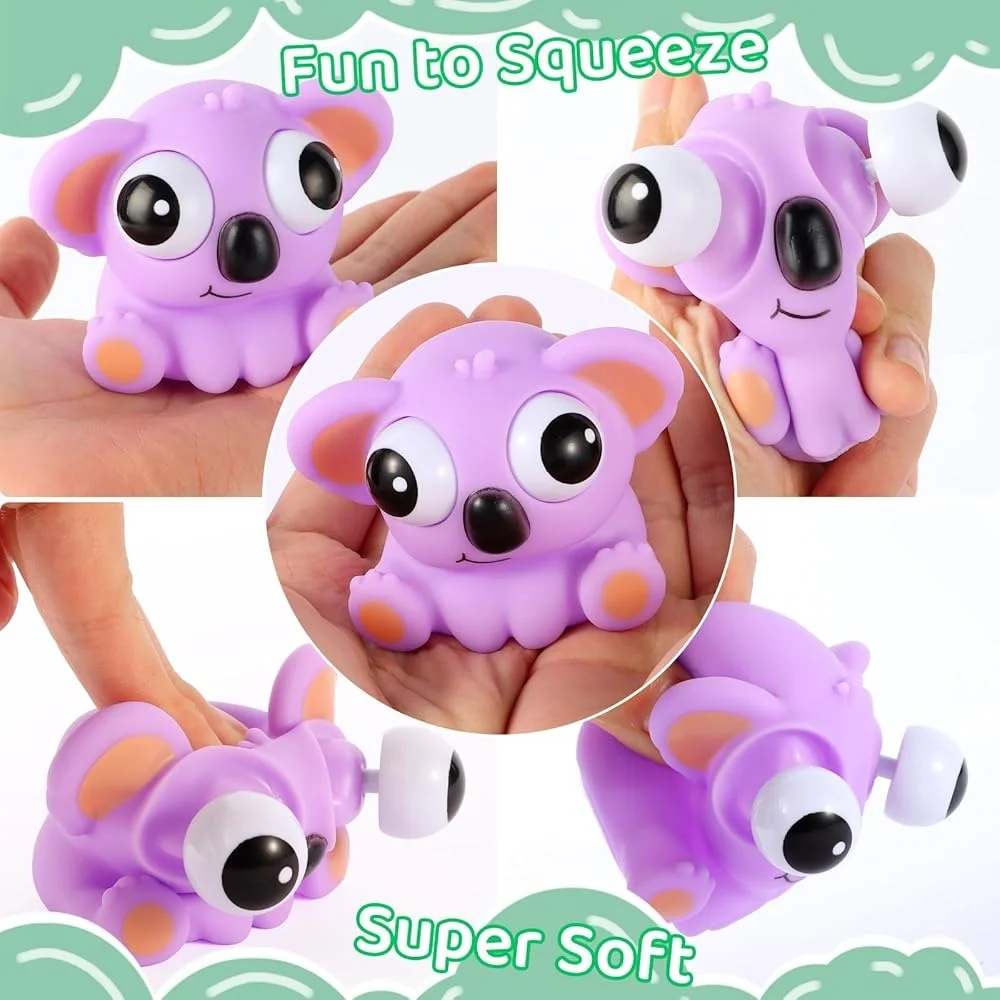 

12PCS Eye Popping Squeeze Toys Stress Relief Animal Figures Fun Sensory Toys Kids Party Favors Classroom Rewards