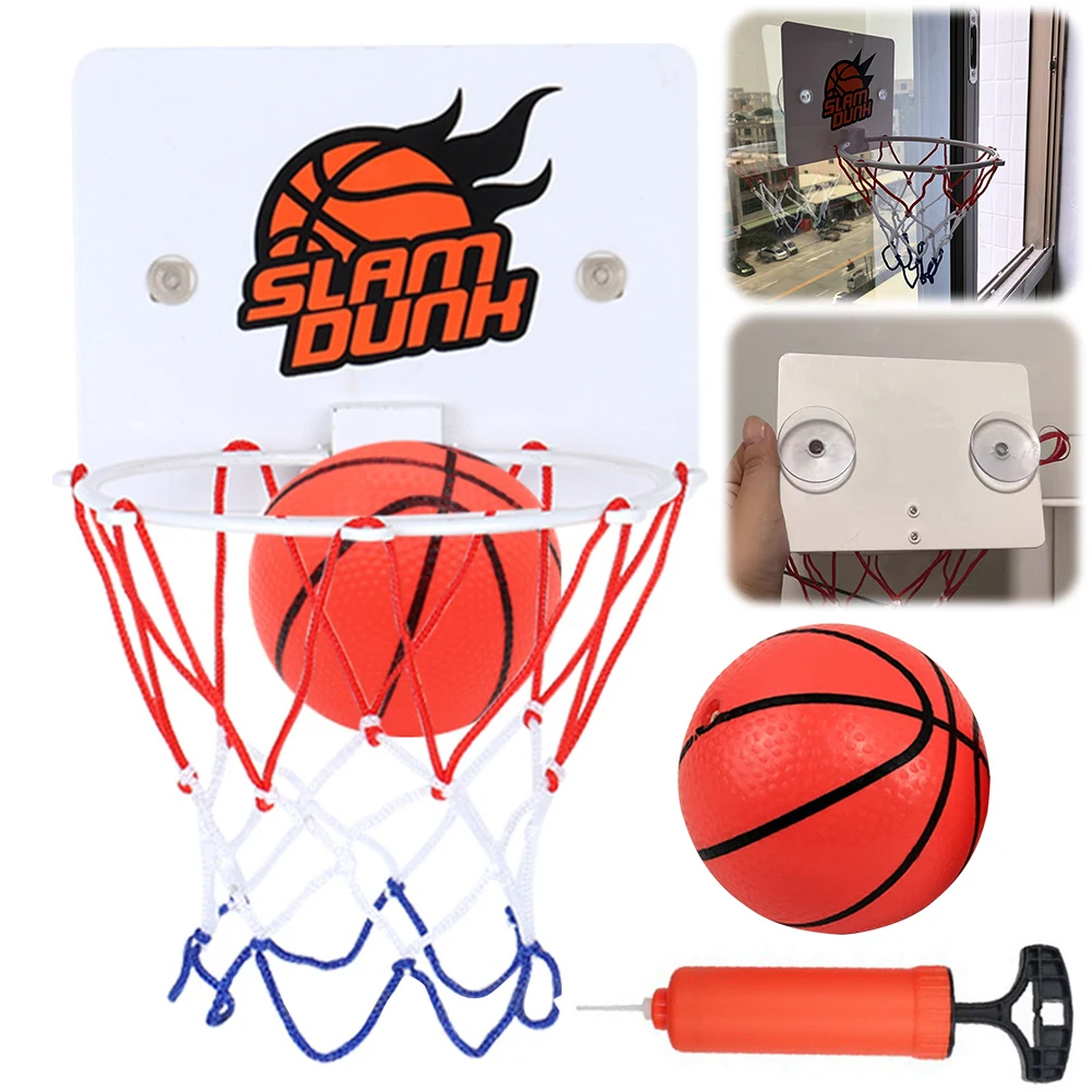 Suction Cup Basketball Hoop with 2 Balls Wall-Mounted Basketball Hoop Mini Basketball Hoop for Home Living Room