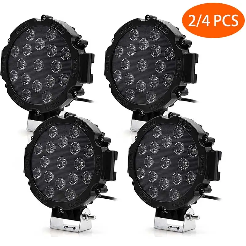 

2/4Pcs 7inch 51W Round LED Offroad Lights Spot Driving Light Pod Bumper Roof Fog Light, Fit for Boat Jeep ATV SUV Truck 12V 24V