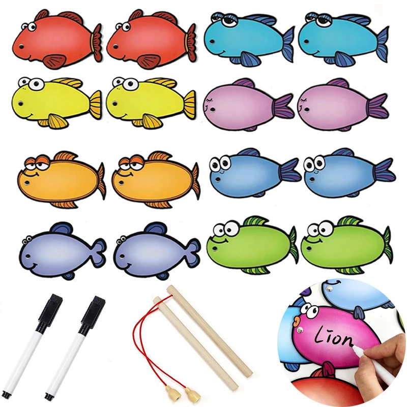 

Сухие стираемые карты в форме рыбы с магнитной удочкой, обучающие пособия, карты по желанию, детские развивающие обучающие игрушки Монтессори «сделай сам»