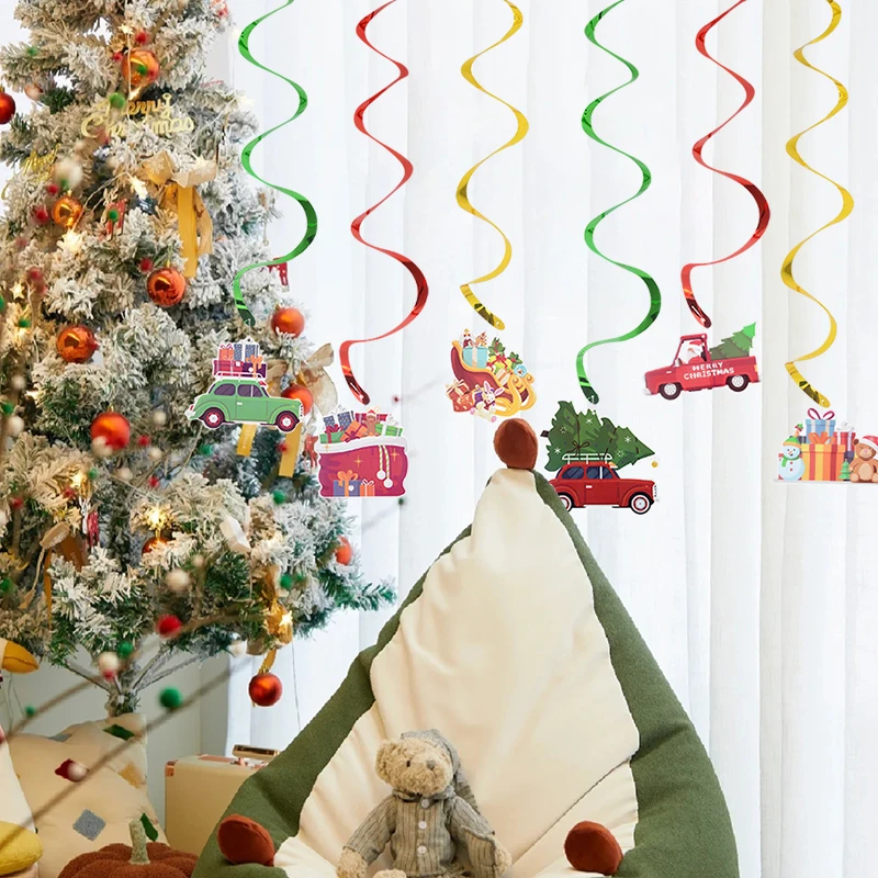 2023 natale Foil spirale pendenti soffitto appeso ghirlande decorazioni natalizie per la casa Navidad Decor capodanno 2024 regali