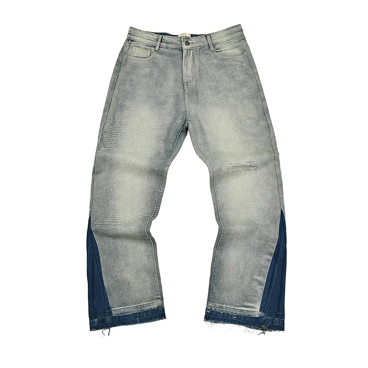 

High Street Patchwork Embroidery Washed Blue Baggy Jeans for Men Straight Vintage Loose Casual Denim Pants Oversized Ropa Hombre