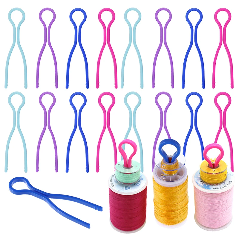 

50 шт., зажимы для швейной шпульки, длинный зажим для нити, держатель для хранения катушек, органайзер, пластиковые зажимы для шитья, аксессуары для шитья, инструменты