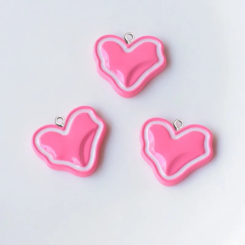10Pcs Colorful Irregular Love Heart Resin Charms Women Fashion Earrings Necklace Pendants DIY Jewelry Key Chain Crafts Accessory