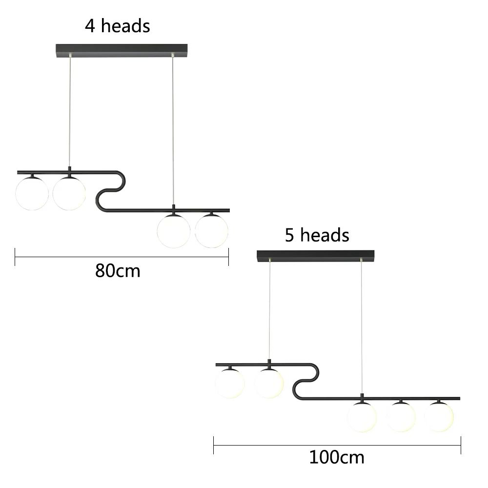 Imagem -06 - Moderno Led Longo Lustres com Bola de Vidro Lâmpada Pingente Luminária de Iluminação para Restaurante Mesa de Jantar Cozinha Escritório Home Decor