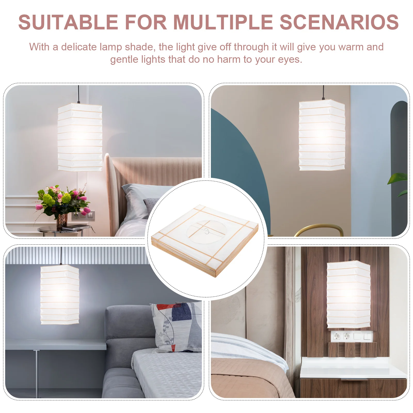 

Rectangular Paper Lampshade Folding Durable Paper Lantern Cover for Ceiling Floor Wall Lamp Practical Warm Light