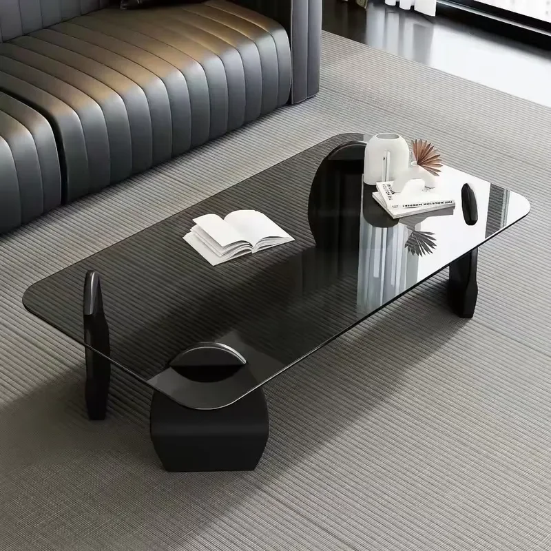 Italian Style Simple Rectangular Tempered Glass Coffee Table for Living Room